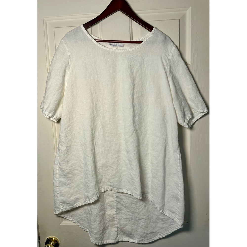 Bryn Walker White Linen Tunic Shirt Top Asymmetrical Hem Size S Hi‎ Low